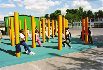 Brockley School, forrest of poles.